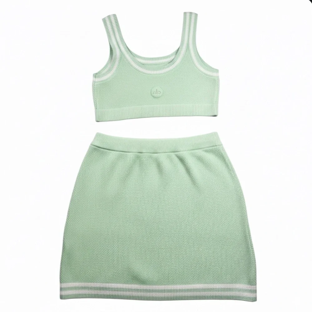 Alo Yoga Varsity Tennis Knit Set Mint Green No Tags see Measurements Approx